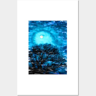 Tree Silhouette Under The Moonlight. For Moon Lovers. Posters and Art